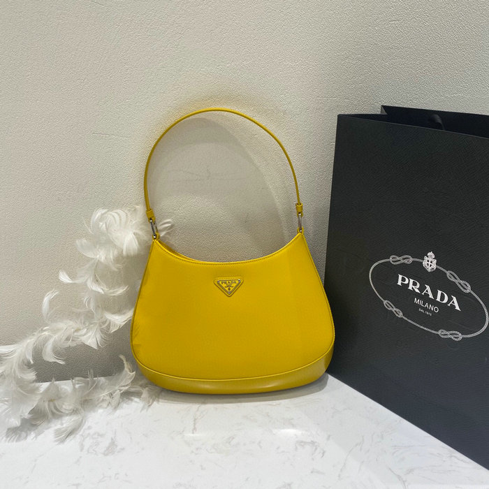 Prada Cleo Brushed Leather Shoulder Bag Yellow 1BC499