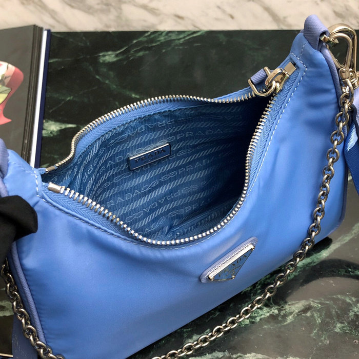 Prada Nylon Hobo Bag Blue 1BH204