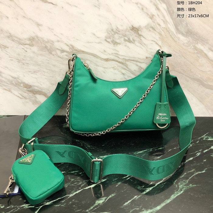 Prada Nylon Hobo Bag Green 1BH204