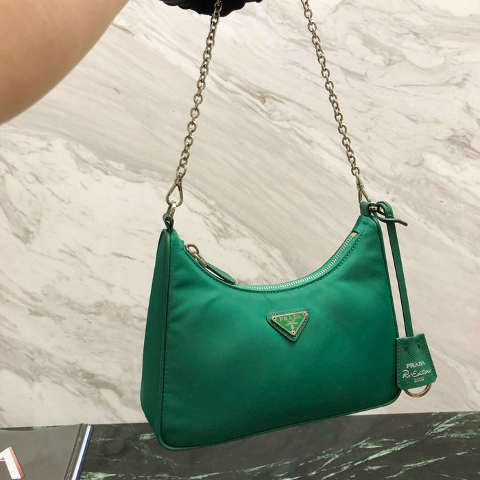 Prada Nylon Hobo Bag Green 1BH204