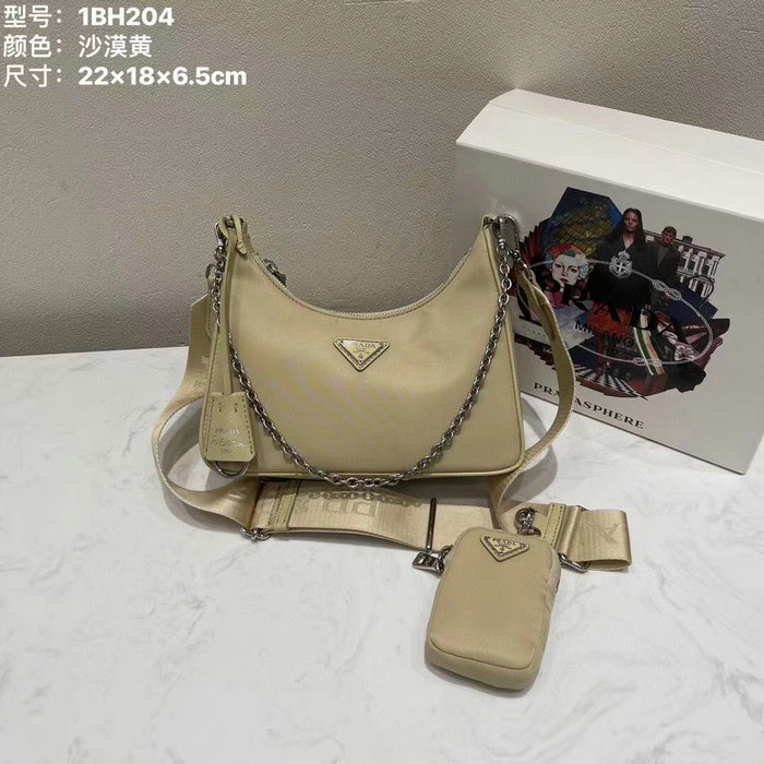 Prada Nylon Hobo Bag Khaki 1BH204