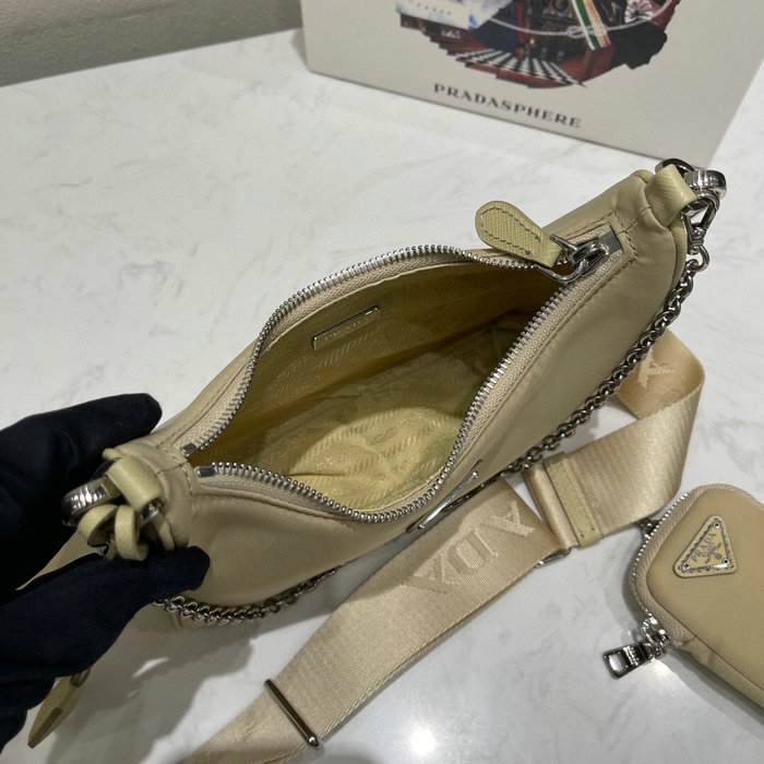 Prada Nylon Hobo Bag Khaki 1BH204