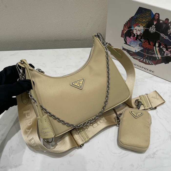 Prada Nylon Hobo Bag Khaki 1BH204