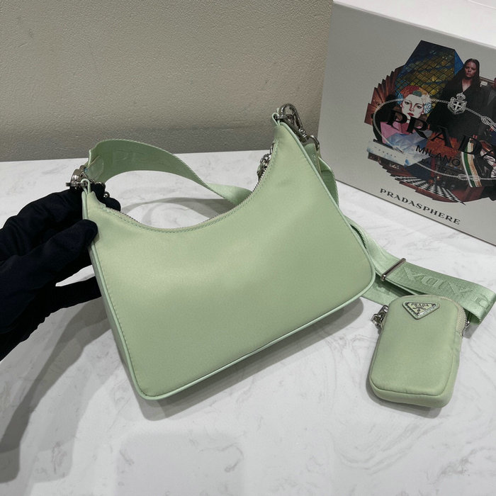 Prada Nylon Hobo Bag Light Green 1BH204