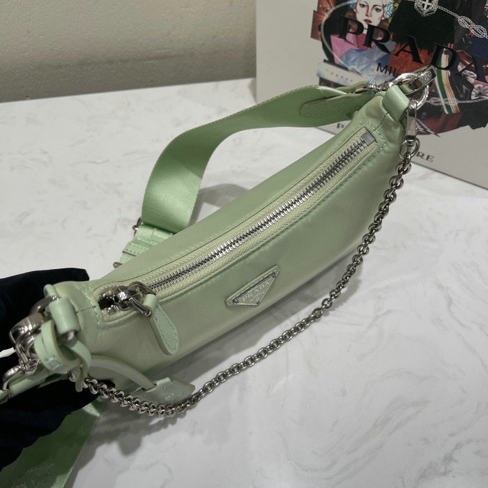 Prada Nylon Hobo Bag Light Green 1BH204