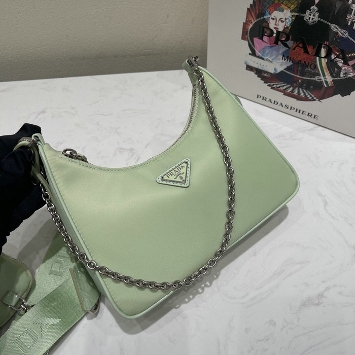 Prada Nylon Hobo Bag Light Green 1BH204