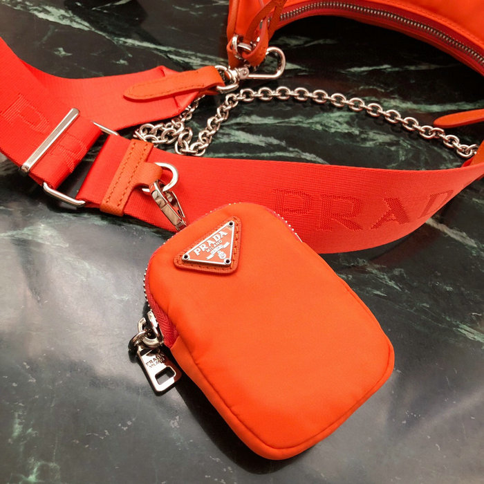 Prada Nylon Hobo Bag Orange 1BH204