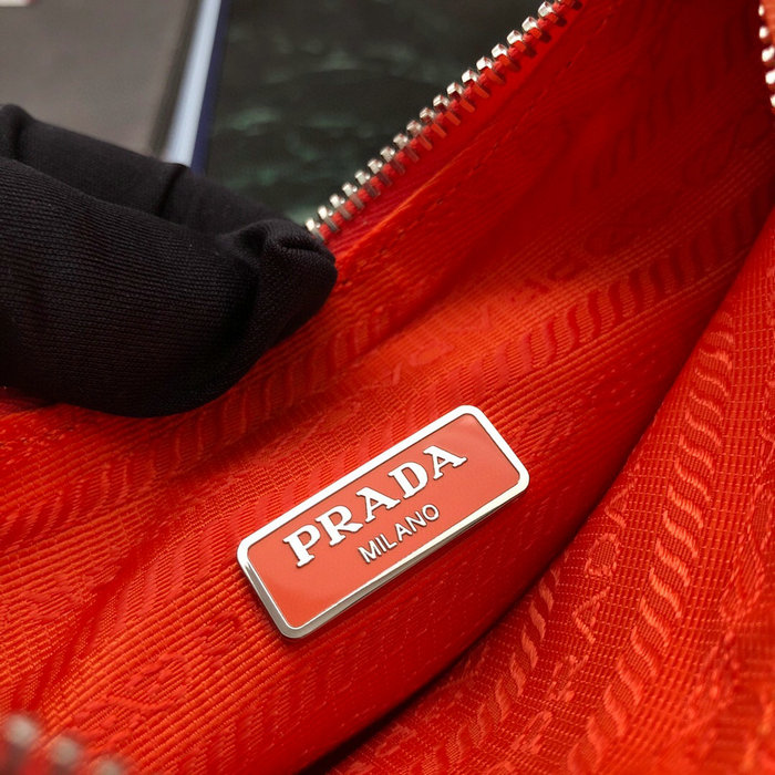 Prada Nylon Hobo Bag Orange 1BH204