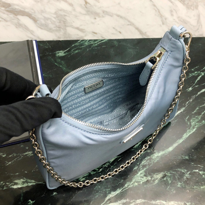 Prada Nylon Hobo Bag Skyblue 1BH204