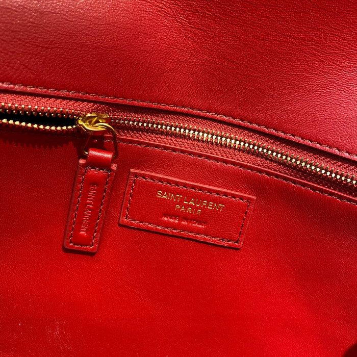 YSL Le Maillon Satchel in Smooth Leather Red 649795