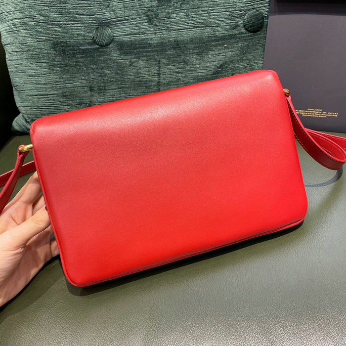 YSL Le Maillon Satchel in Smooth Leather Red 649795