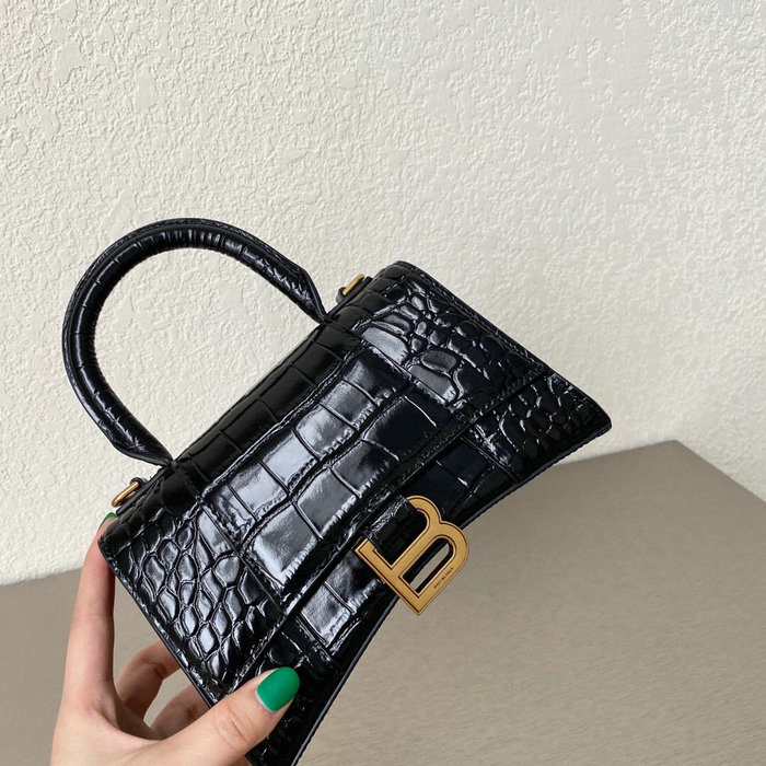 Balenciaga croc-effect leather Hourglass Top Handle Bag B59356B1