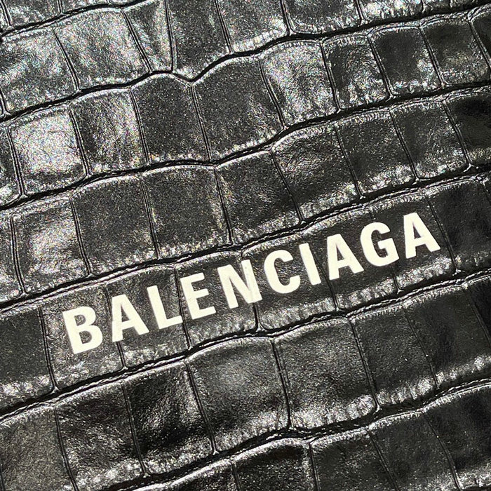 Balenciaga croc-effect leather XXS Shopping Tote Bag Black 572411