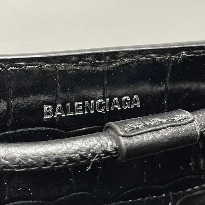 Balenciaga croc-effect leather XXS Shopping Tote Bag Black 572411