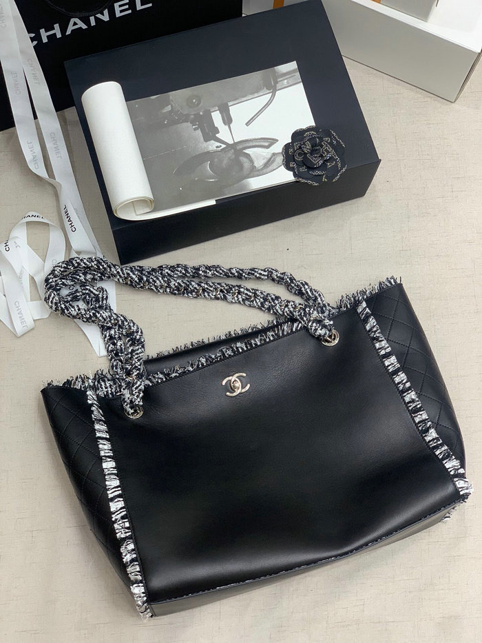 Chanel Calfskin Shoulder Bag Black AS8485