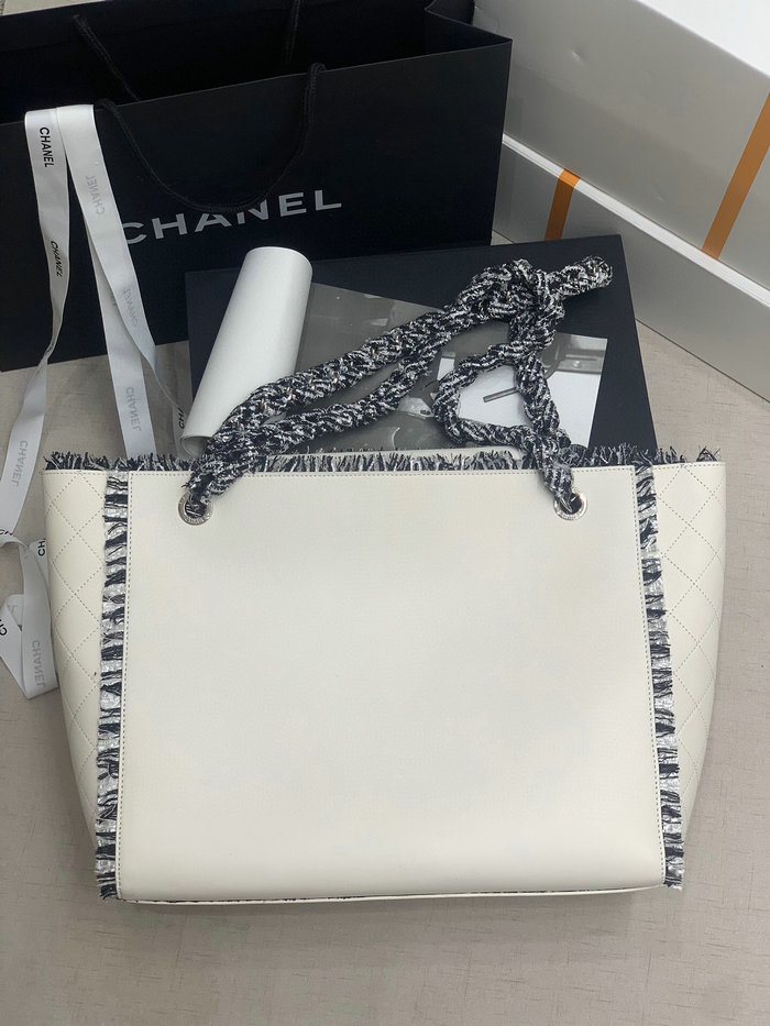 Chanel Calfskin Shoulder Bag White AS8485