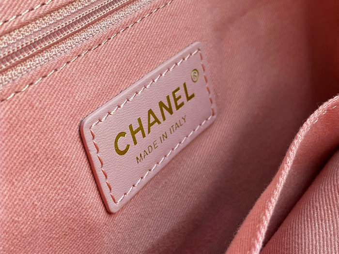 Chanel Canvas Large Deauville Shopping Bag Pink AS66941