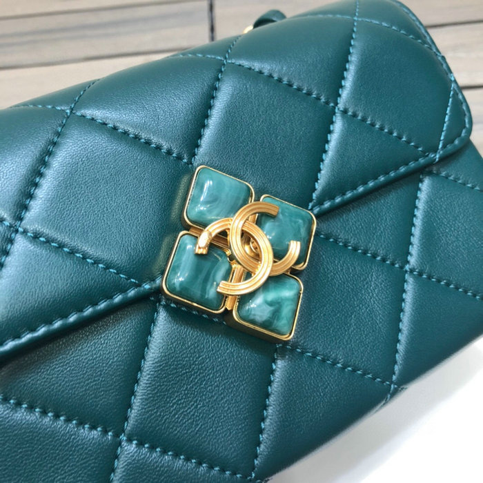 Chanel Lambskin Mini Flap Bag Green AS2633