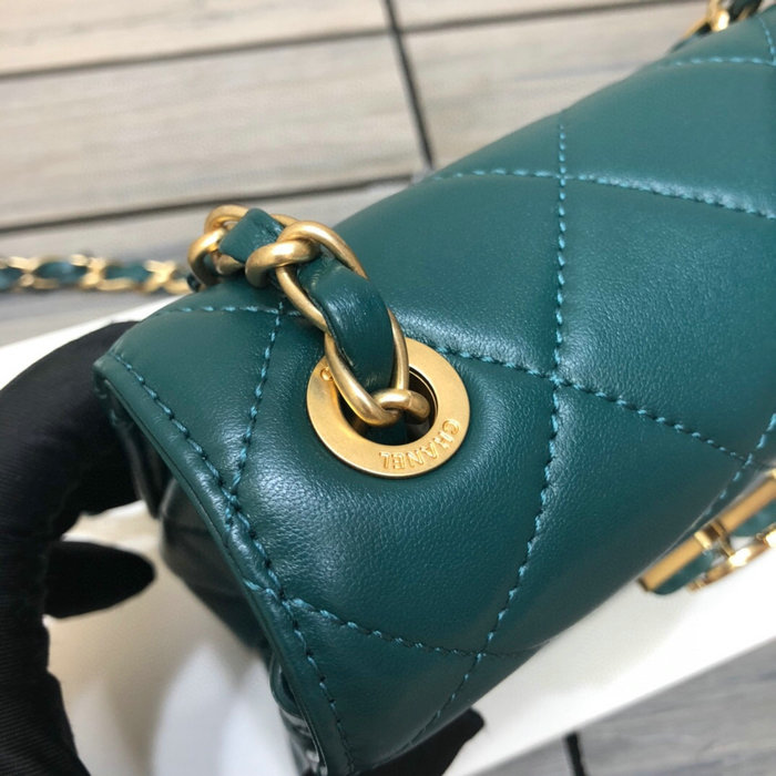 Chanel Lambskin Mini Flap Bag Green AS2633