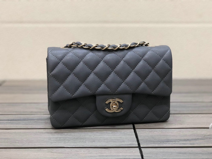 Classic Chanel Grain Calfskin Small Flap Bag Grey CF1116