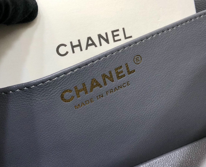 Classic Chanel Grain Calfskin Small Flap Bag Grey CF1116