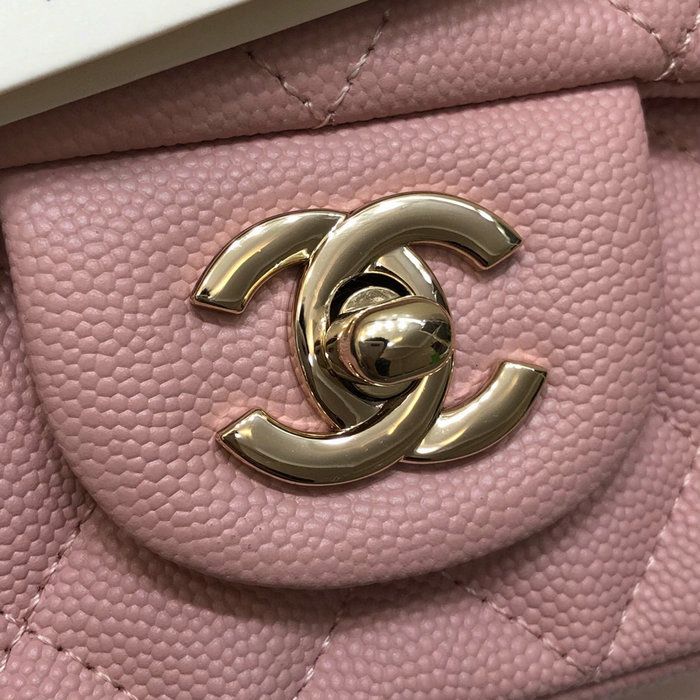 Classic Chanel Grain Calfskin Small Flap Bag Pink CF1116