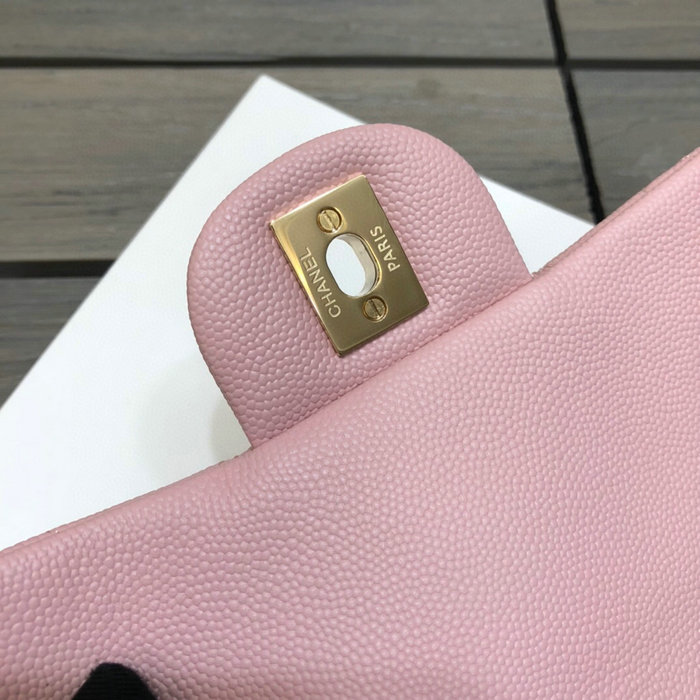 Classic Chanel Grain Calfskin Small Flap Bag Pink CF1116