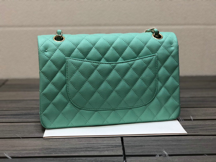 Classic Chanel Grained Calfskin Medium Flap Bag Green CF1112