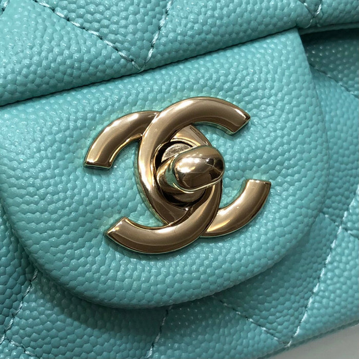 Classic Chanel Grained Small Flap Bag Blue CF1116