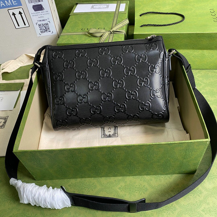 Gucci GG Embossed Messenger Bag Black 658565