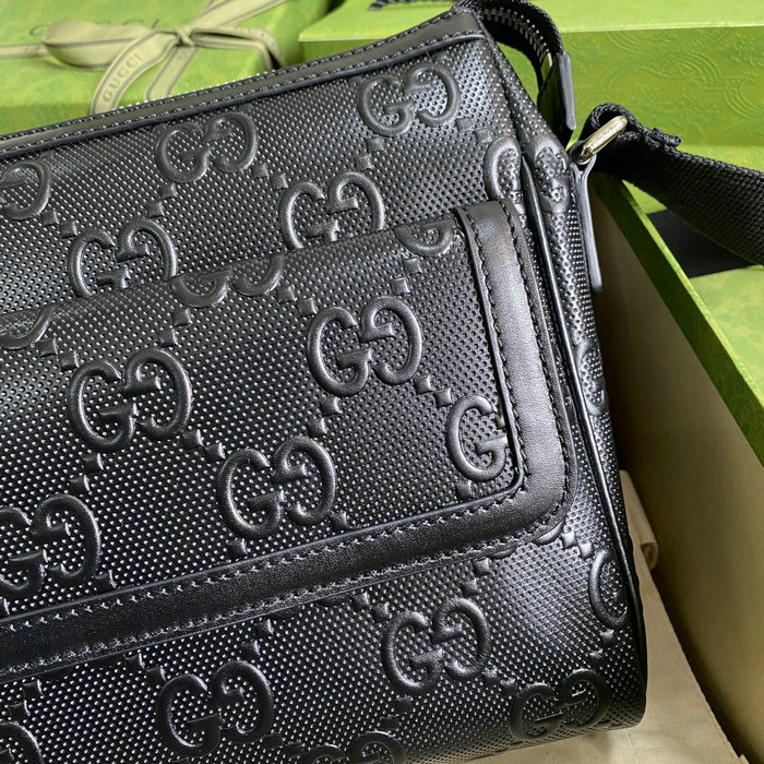 Gucci GG Embossed Messenger Bag Black 658565