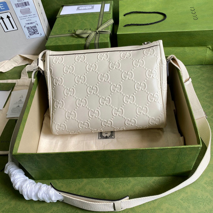 Gucci GG Embossed Messenger Bag White 658565