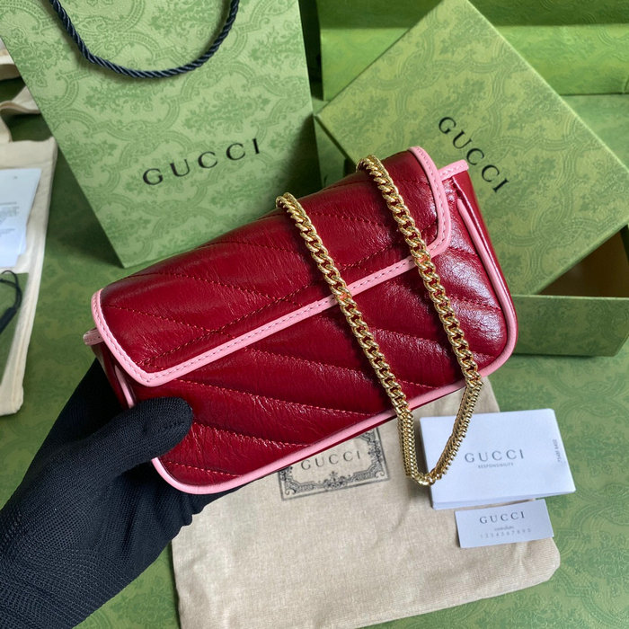 Gucci GG Marmont Mini Chain Wallet Red 574969