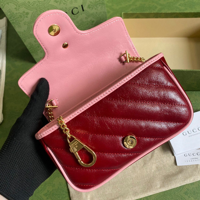 Gucci GG Marmont Mini Chain Wallet Red 574969