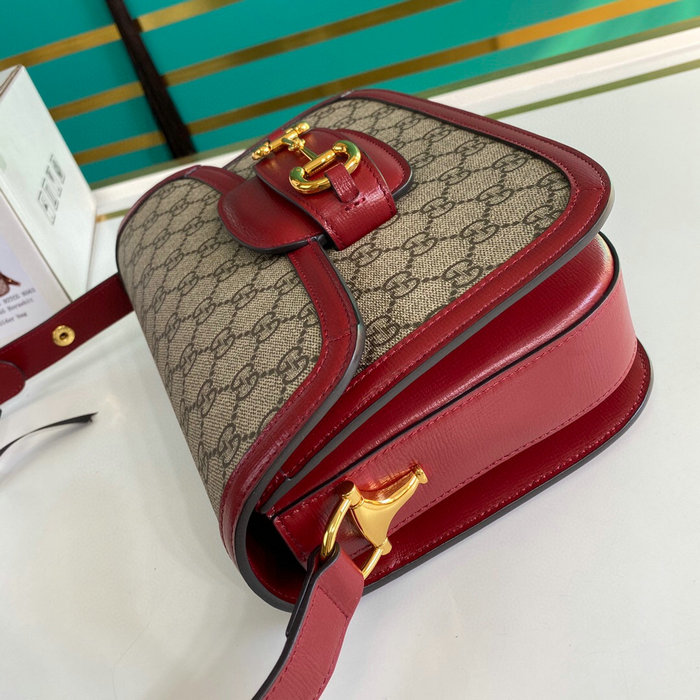 Gucci Horsebit 1955 GG Supreme Small Shoulder Bag Red 602204