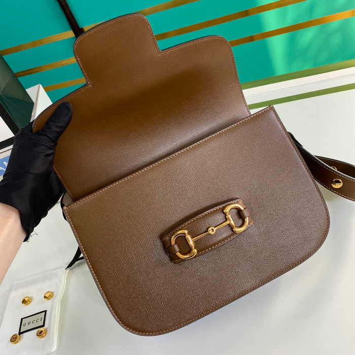 Gucci Horsebit 1955 Leather Small Shoulder Bag Brown 602204