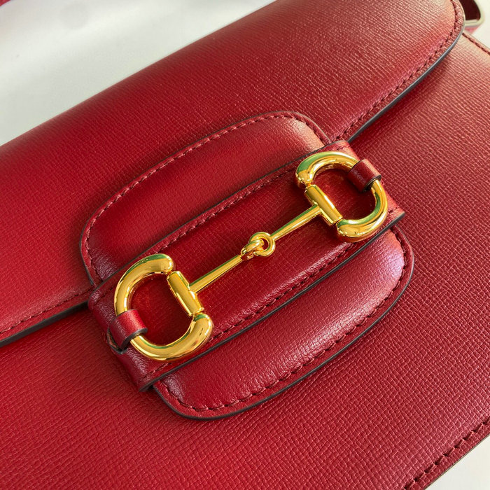 Gucci Horsebit 1955 Leather Small Shoulder Bag Red 602204