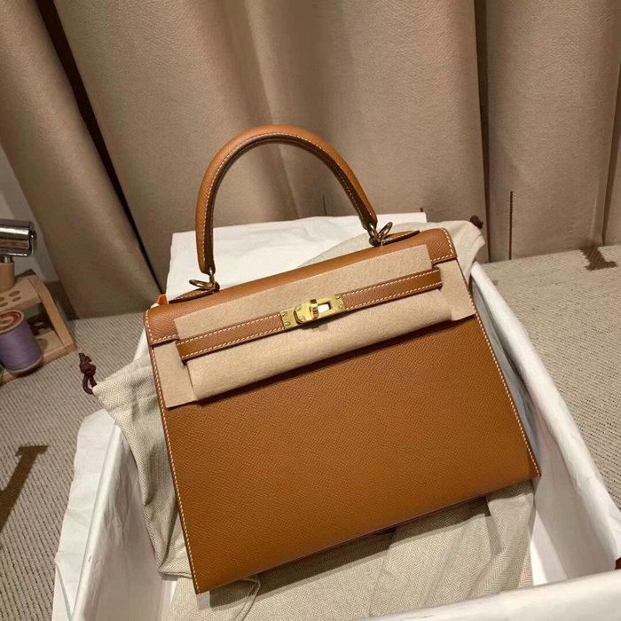 Hermes Epsom Leather Kelly Bag Brown HK283221