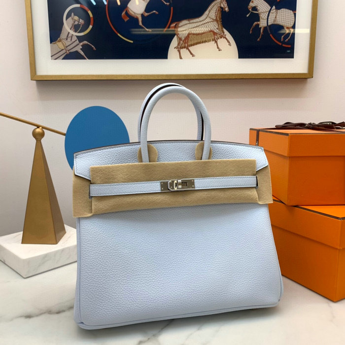 Hermes Togo Leather Birkin Bag Blue Brume HB2530357