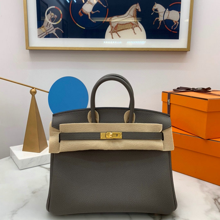 Hermes Togo Leather Birkin Bag Etain HB2530357