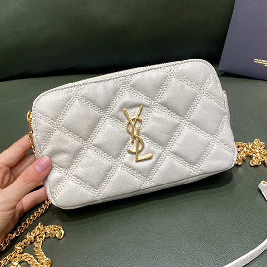 Saint Laurent Becky Double-zip Pouch White 608941