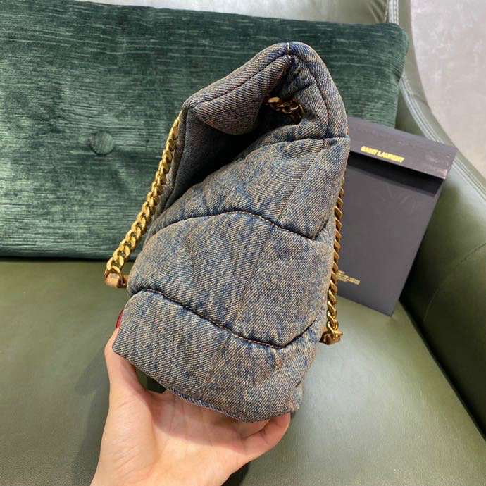 Saint Laurent Denim Loulou Puffer Medium Bag Blue 577475