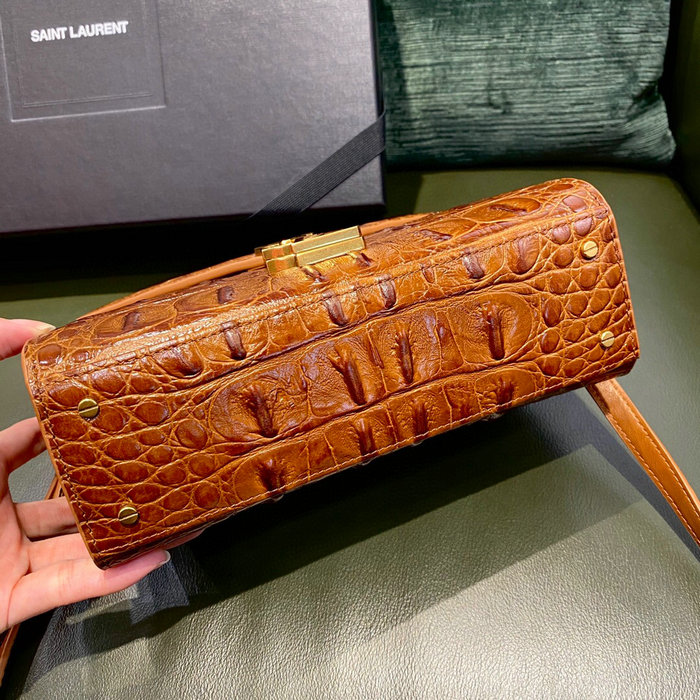 Saint Laurent Embossed Crocodile Top Handle Bag 602716