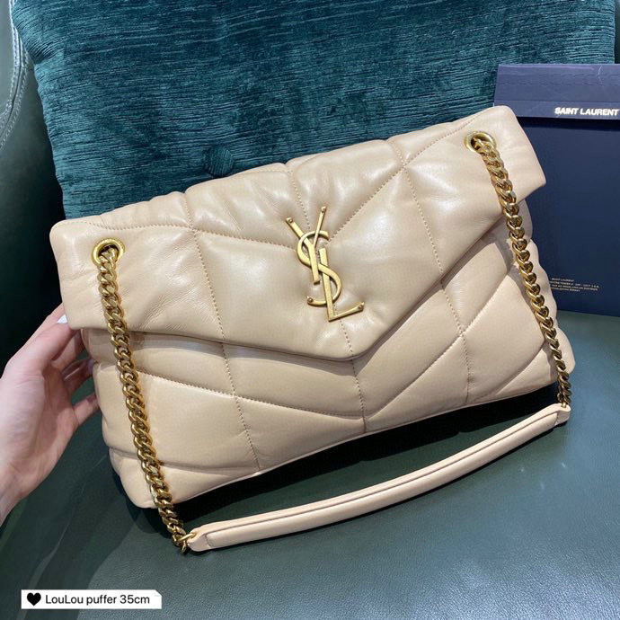 Saint Laurent Loulou Puffer Medium Bag Beige 577475