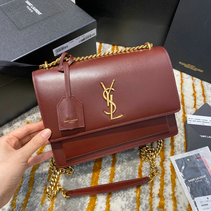 Saint Laurent Medium Sunset Bag Burgundy 442906