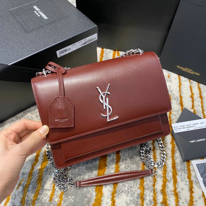 Saint Laurent Medium Sunset Bag Burgundy 442906