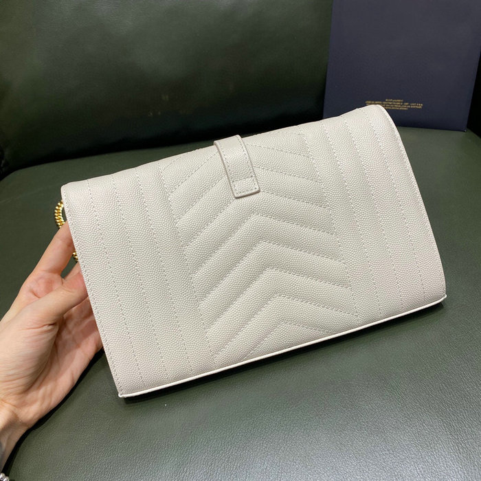 Saint Laurent Monogram Chain Wallet White 620280