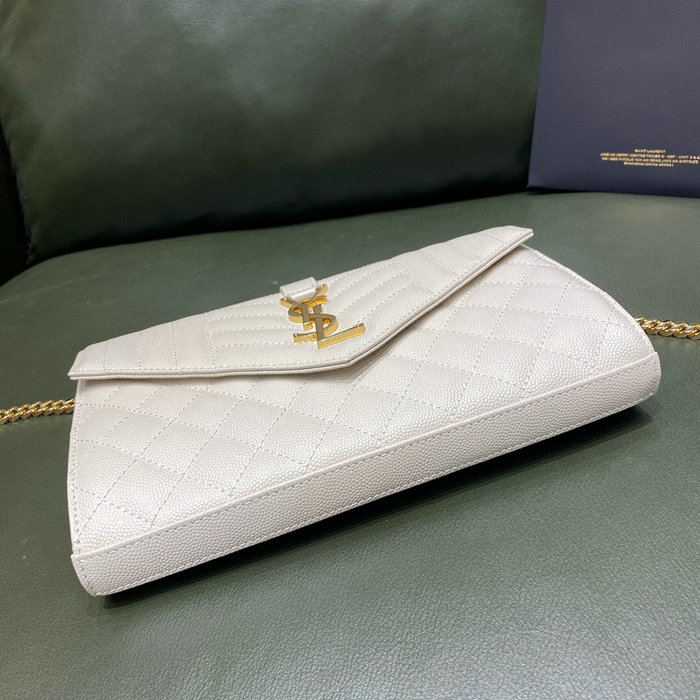 Saint Laurent Monogram Chain Wallet White 620280