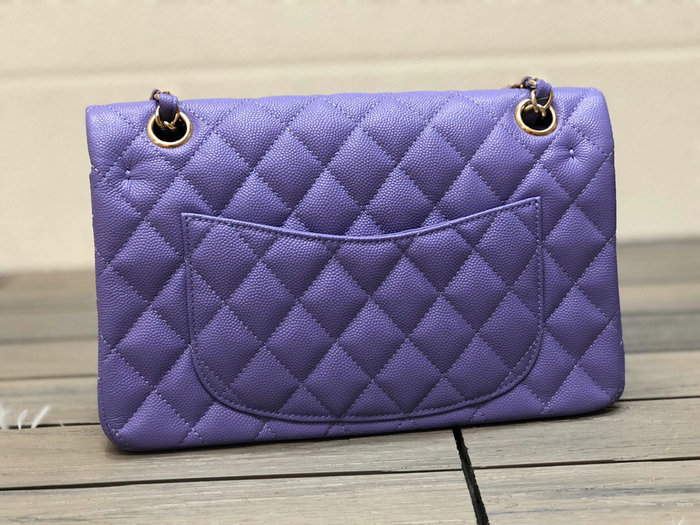 Small Classic Chanel Grain Calfskin Flap Bag Blue A01117