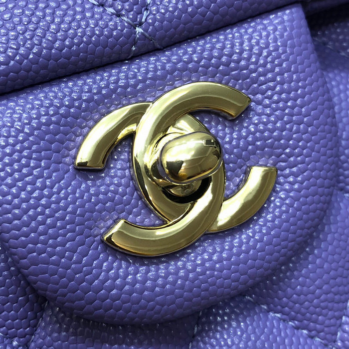 Small Classic Chanel Grain Calfskin Flap Bag Blue A01117